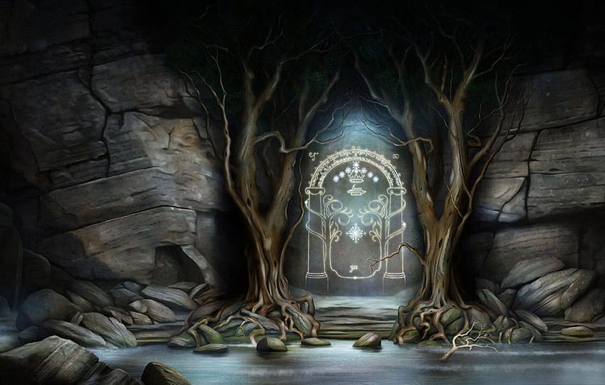 Il Signore degli Anelli, Giovanni. R. R. Tolkien, Il Signore degli Anelli, La compagnia dell'anello, La porta occidentale di Moria per , sezione ÑÐ¸Ð»ÑÐ¼Ñ, Porta di Moria Sfondo HD